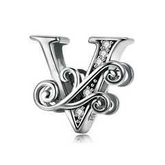 Серебряный шарм "Буква V"