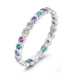 Серебряное кольцо "Разноцветное Pave"